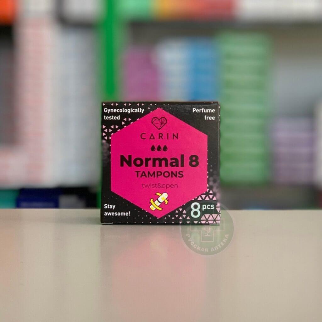 Carin Normal Tampons Absorption 3 drops, 8 pcs