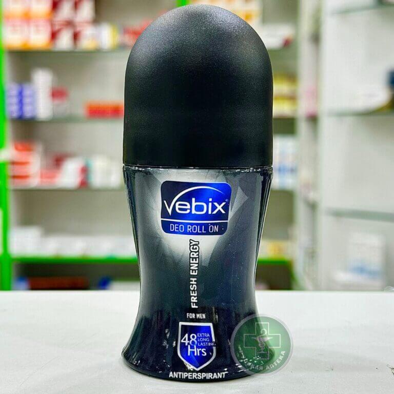 Vebix Мужской роликовый антиперспирант «Свежая энергия» 48‑часов 50 мл
